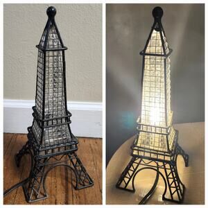 Eiffel Tower Blown Glass and Metal Table Lamp Paris French Travel